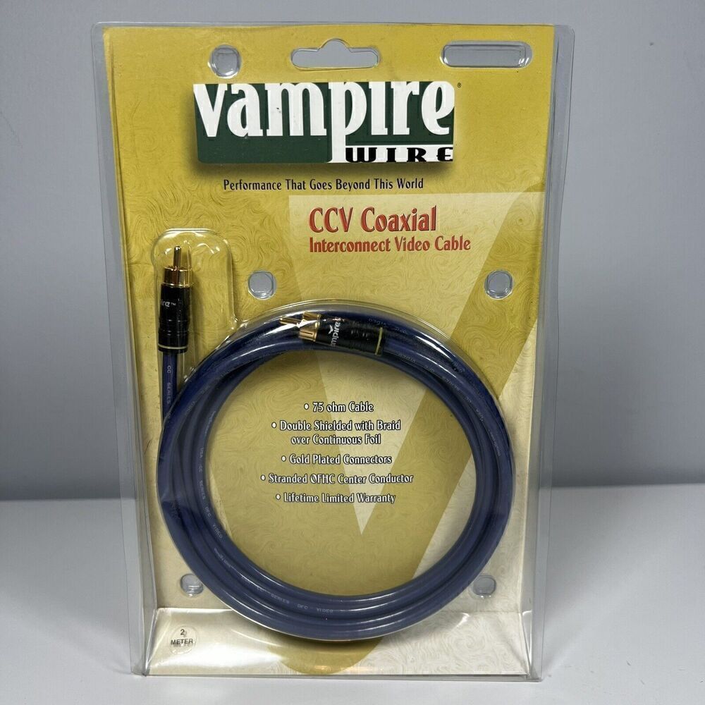 Vampire Wire CCV Coaxial Component Video Cable Gold Plated Connectors 2 Meters